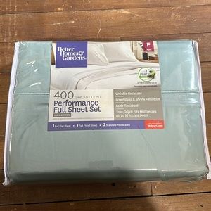 Better Homes and Gardens Full Sheet Set 400 Thread Count Cotton Green Juniper